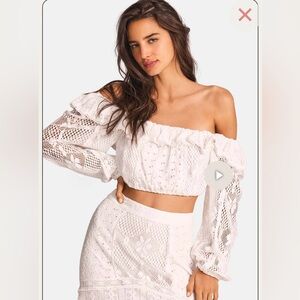 LoveShackFancy Dorabella Crop Top - True White